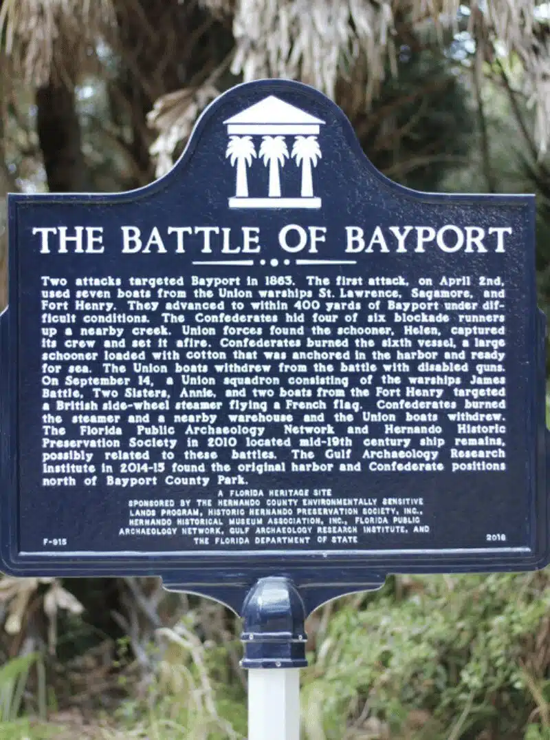 A Historic Marker of "The Battle of Bayport" at Bayport Park A Historic Marker of "The Battle of Bayport" at Bayport Park