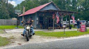 Motorbike touring at Richloam General Store